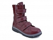285б (22-31) Аквелла (Akwella), ботинки  детские ортопедические с высоким берцем, демисезонные, ворсин, кожа, бордовый в Магадане
