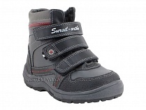 А43-037 Сурсил (Sursil-Ortho), ботинки детские ортопедические с высоким берцем, зимние, натуральный мех, кожа, черный, красный в Магадане