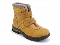 02-035-477 Джойшуз (Djoyshoes) ботинки зимние детские ортопедические профилактические, кожа, натуральный мех, горчичный в Магадане