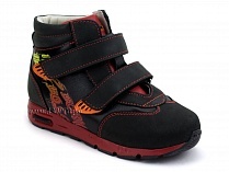 092-11 Бос (Bos), ботинки детские ортопедические профилактические, не утепленные, кожа, нубук, черный, красный в Магадане