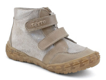 201-191,138 Тотто (Totto), ботинки демисезонние детские профилактические на байке, кожа, серо-бежевый в Магадане