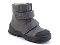3381-721 Тотто (Totto), ботинки детские утепленные ортопедические профилактические, байка, кожа, серый в Магадане