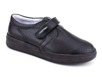 30024-701 Тотто (Totto), туфли школьные ортопедические профилактические перфорированная, кожа, чёрный в Магадане