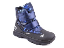 2542-25МК (37-40) Миниколор (Minicolor), ботинки зимние подростковые ортопедические профилактические, мембрана, кожа, натуральный мех, синий, черный в Магадане