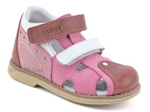 8018-02 Миниколор, сандалии детские профилактические, розовый, кожа, нубук в Магадане