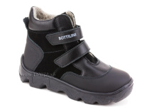 BL-271(5) Боттилини (Bottilini), ботинки  детские демисезонные  ортопедические профилактические, кожа, нубук, байка, черный в Магадане