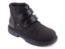 201-125 (31-36) Бос (Bos), ботинки детские утепленные профилактические, байка, кожа, нубук, черный, милитари 