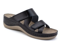 906BLK Леон (Leon), сандалии для взрослых ортопедические, кожа, черный в Магадане