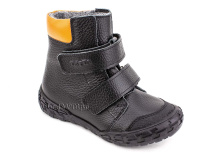 338-701,15 Тотто (Totto) ботинки детские  ортопедические профилактические, байка, кожа, черный, оранжевый в Магадане