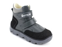 BL-271(3) Боттилини (Bottilini), ботинки  детские демисезонные ортопедические профилактические, кожа, байка, серый в Магадане