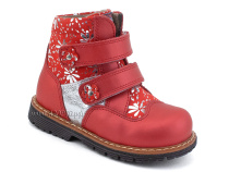 2031-13 Миниколор (Minicolor), ботинки детские ортопедические профилактические утеплённые, кожа, байка, красный в Магадане