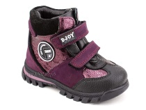 028-234-241-247  (21-25) Джойшуз (Djoyshoes) ботинки детские зимние ортопедические профилактические, натуральный мех, кожа, нубук, бордовый в Магадане