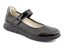 0026-178-043 (37-40) Джойшуз (Djoyshoes), туфли подростковые ортопедические профилактические, кожа перфорированная, черный  в Магадане